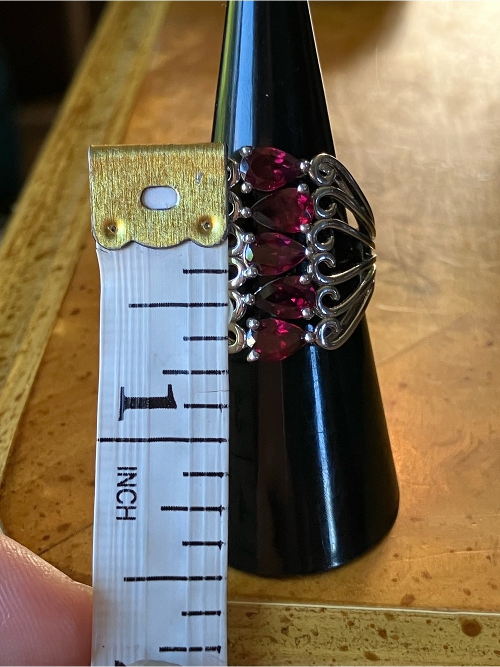 Natural Raspberry Garnet Sterling Silver Ring Size 6 - Picture 6 of 9